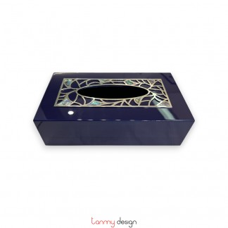 Hộp khăn giấy inox cẩn ốc xanh đậm 25*13*H7cm